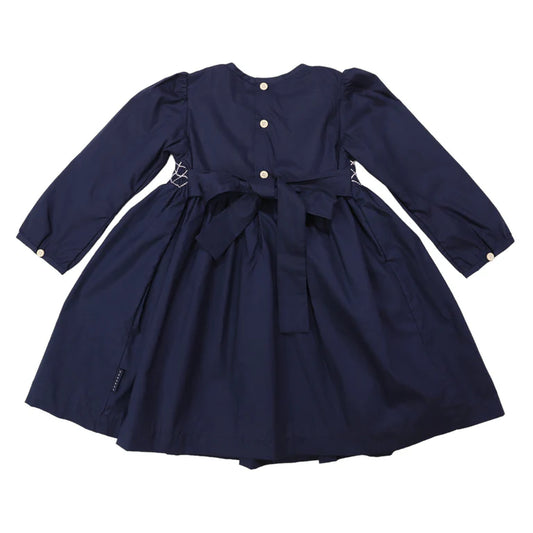 Korango Tone on Tone Smocked Dress - Navy