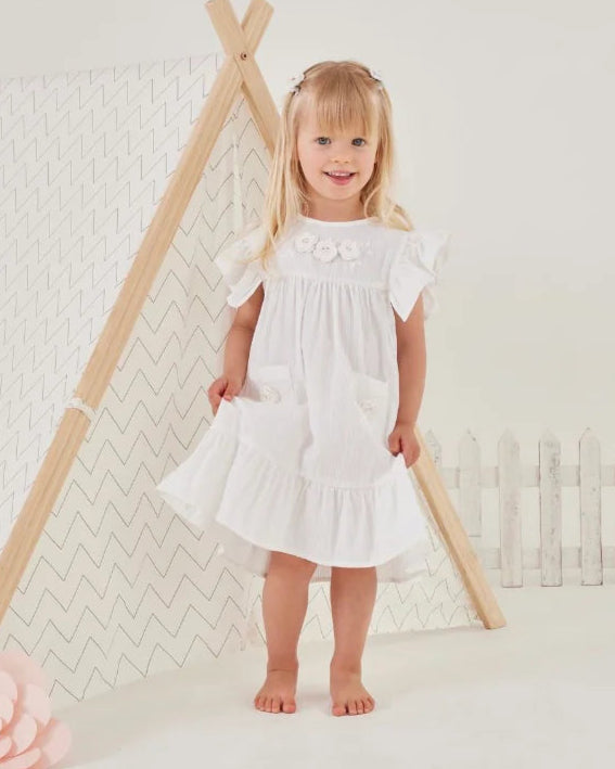 Tiny Twig Peasant Dress | White