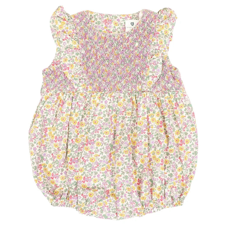 Korango Floral Smocked Sunsuit - Yellow