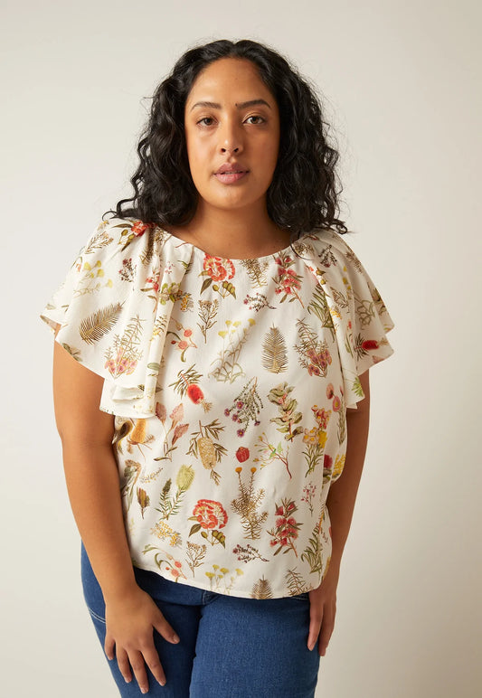 Nancybird Billie Top – White Botanical