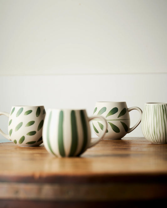 Set of 4 Hug Me Mugs - Olive Brush