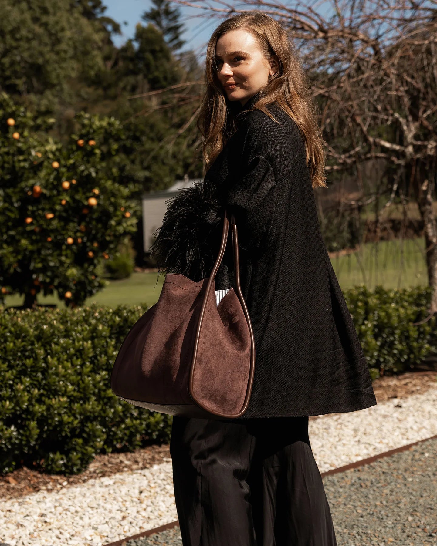 Louenhide Sutton Suedette Shoulder Bag | Chocolate