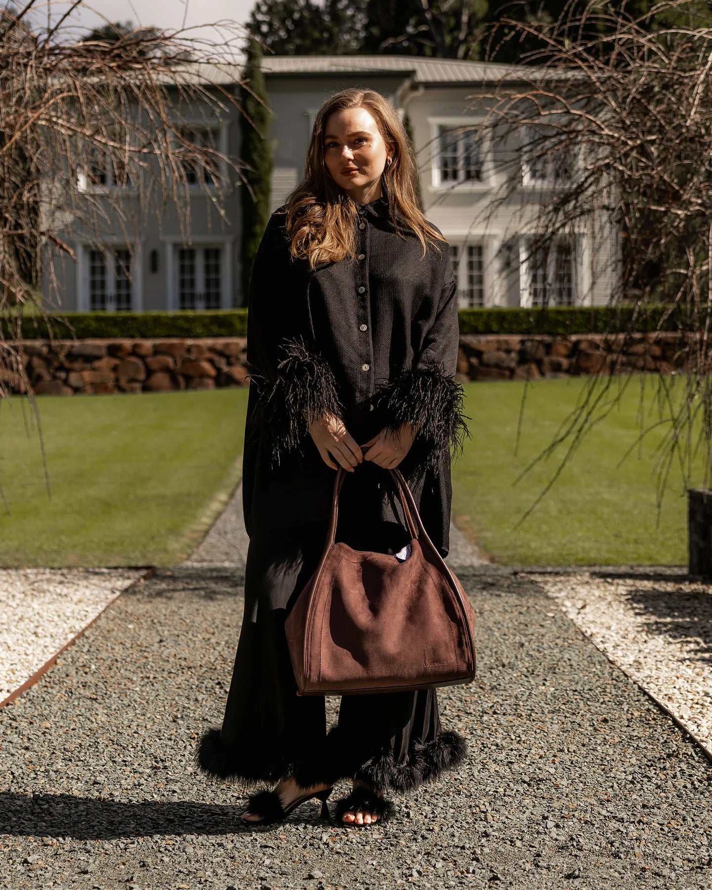 Louenhide Sutton Suedette Shoulder Bag | Chocolate