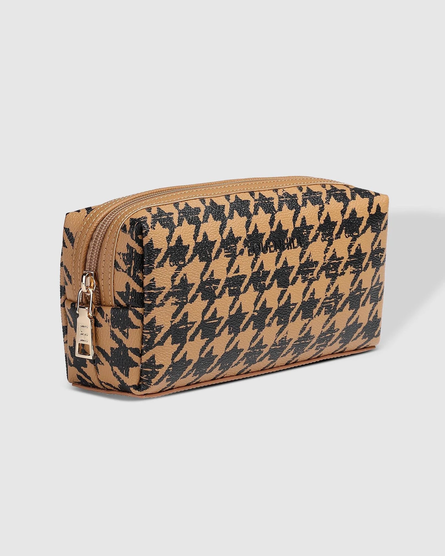 Louenhide Brianna Makeup Bag | Houndstooth Camel incl. 6 Brushes