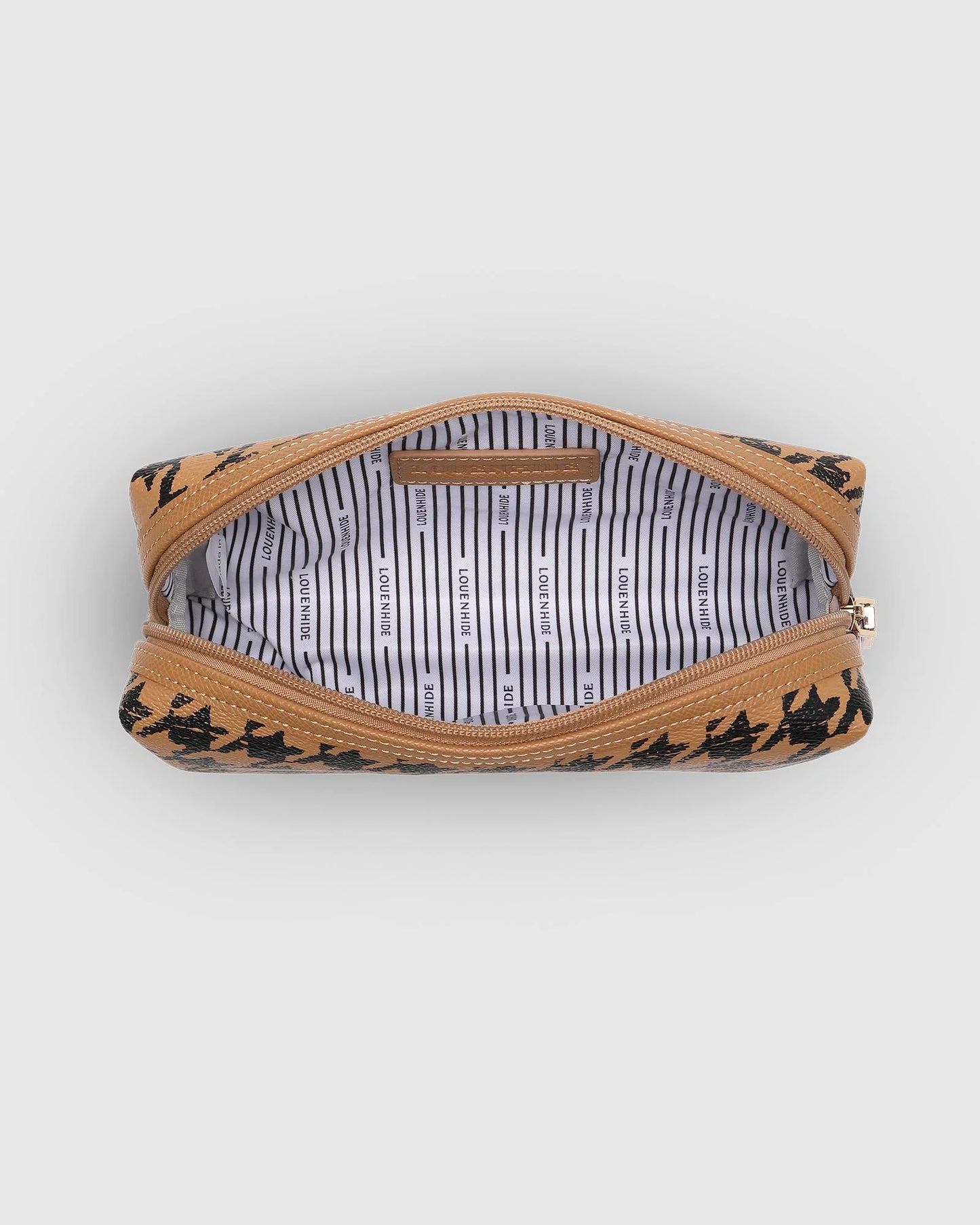 Louenhide Brianna Makeup Bag | Houndstooth Camel incl. 6 Brushes