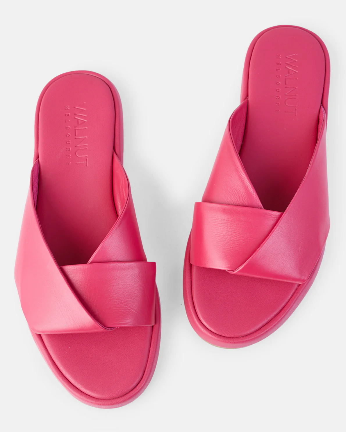 Lauren Leather Slide- Fuchsia