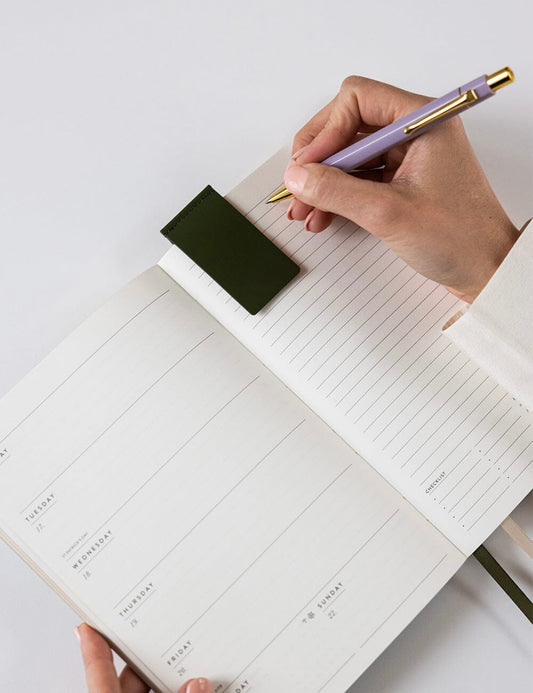 Leatherette Bookmark - Olive Green