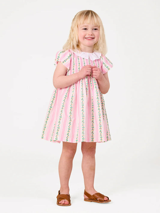 Antique Stripe Strawberry Flo Smocked Dress