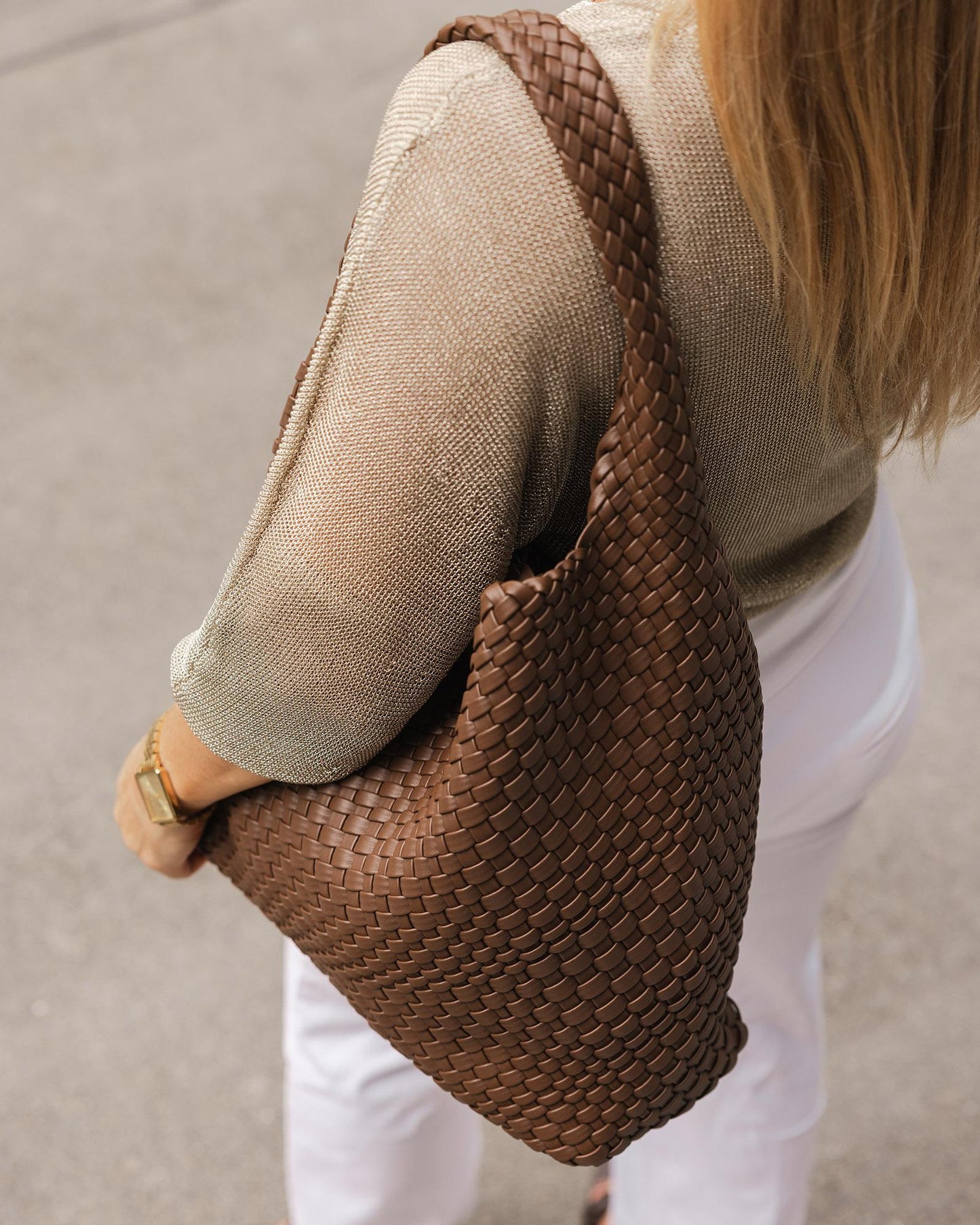 Gabby Woven Shoulder Bag | Chocolate
