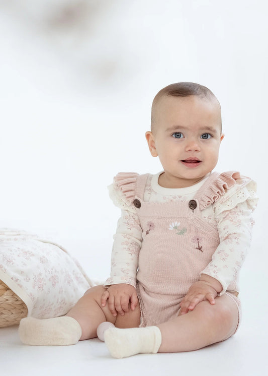 Aster & Oak Ruffle Knit Romper - Blush