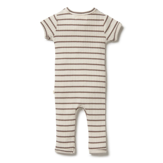 Wilson & Frenchy Organic Stripe Rib Zipsuit - Hazelwood