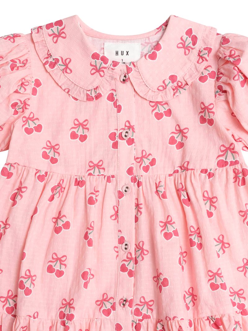 Huxbaby Cherry Pie Tiered Smock Dress - Apricot