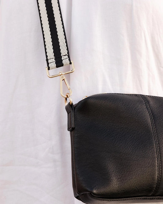 Louenhide Stripe Webbing Bag Strap | Black / Black