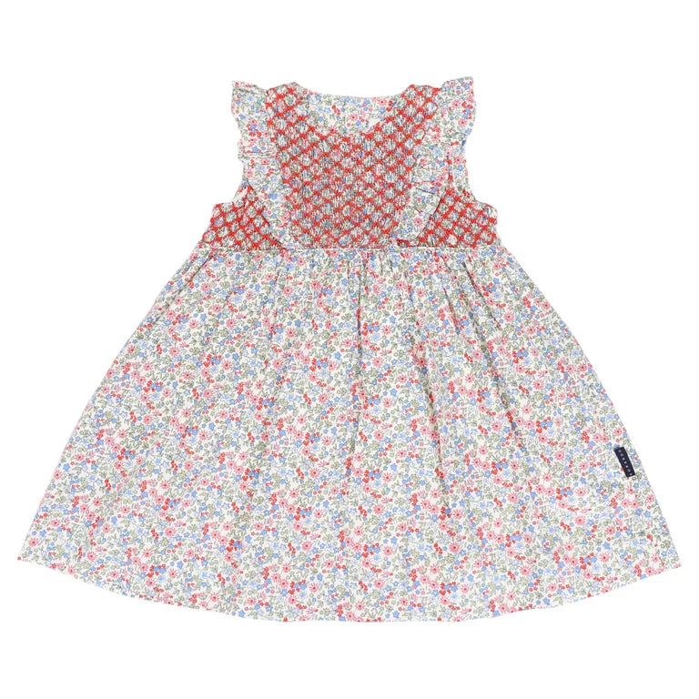 Korango Frill Smocked Dress Red Floral