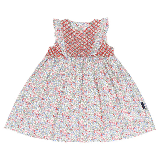 Korango Frill Smocked Dress Red Floral