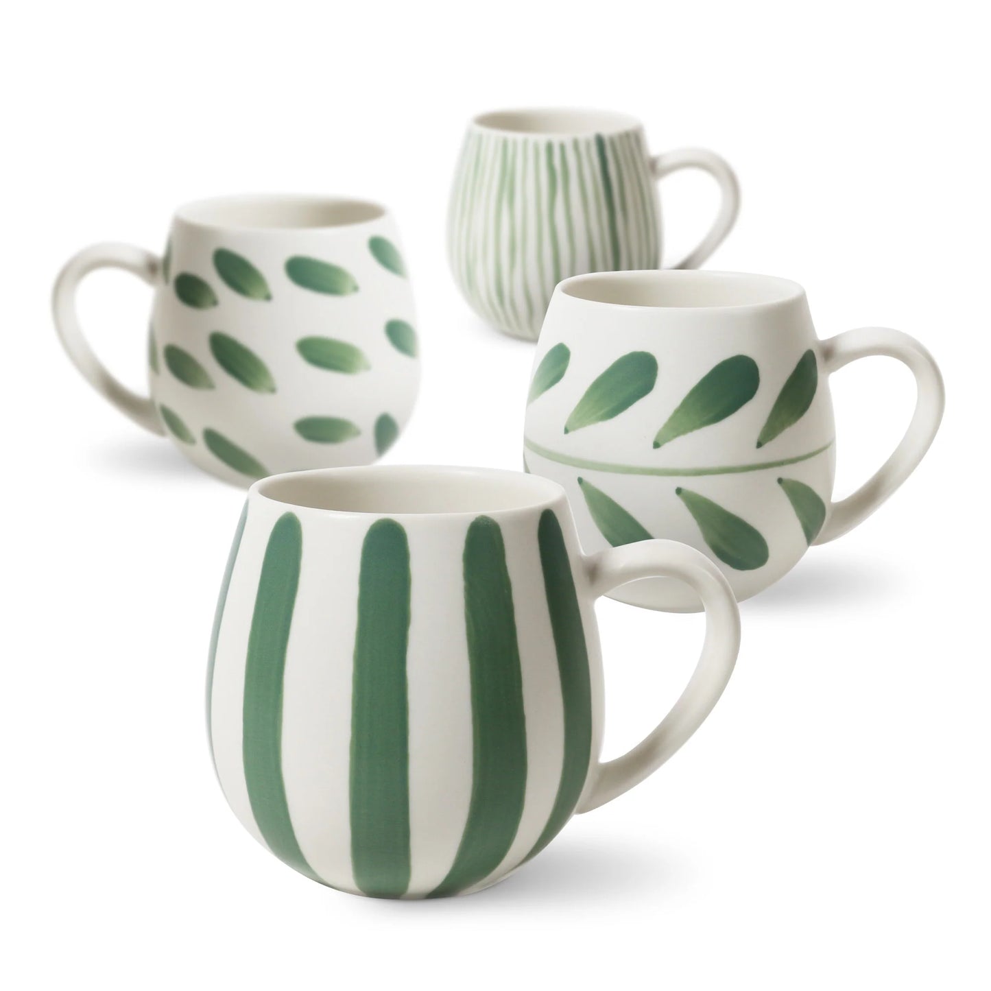 Set of 4 Hug Me Mugs - Olive Brush