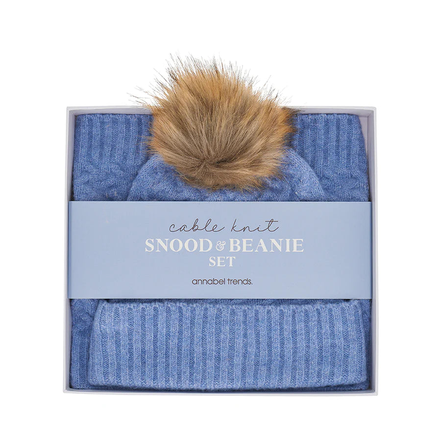 Cable Knit Snood and Beanie Boxed Set