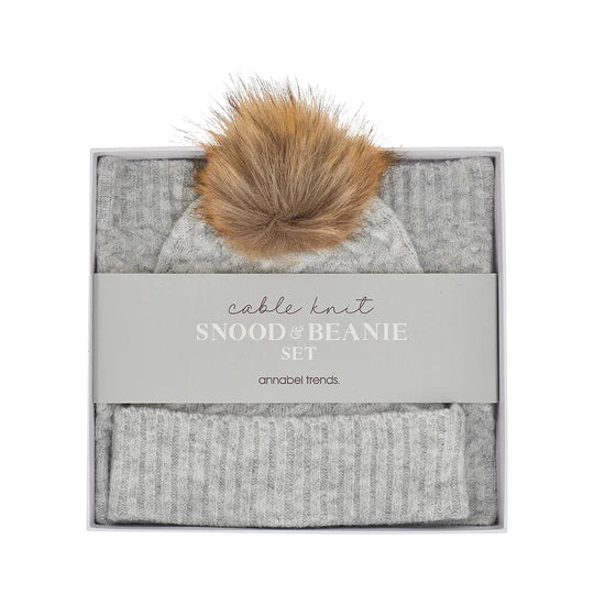 Cable Knit Snood and Beanie Boxed Set