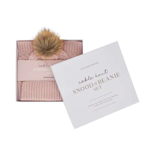 Cable Knit Snood and Beanie Boxed Set