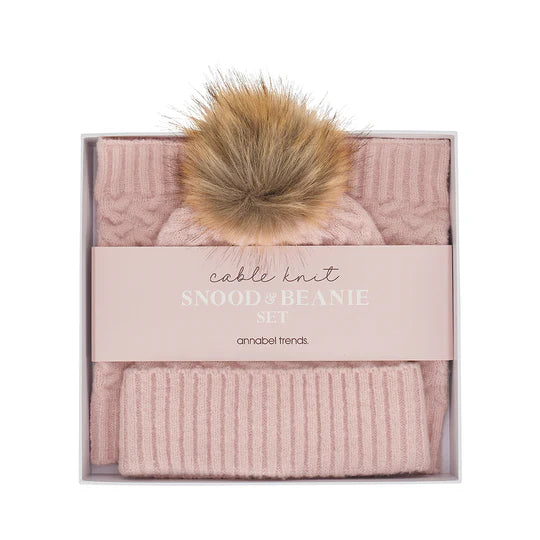 Cable Knit Snood and Beanie Boxed Set