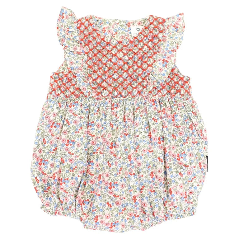 Korango Floral Smocked Sunsuit - Red