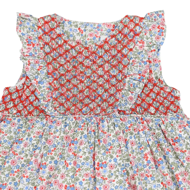 Korango Frill Smocked Dress Red Floral