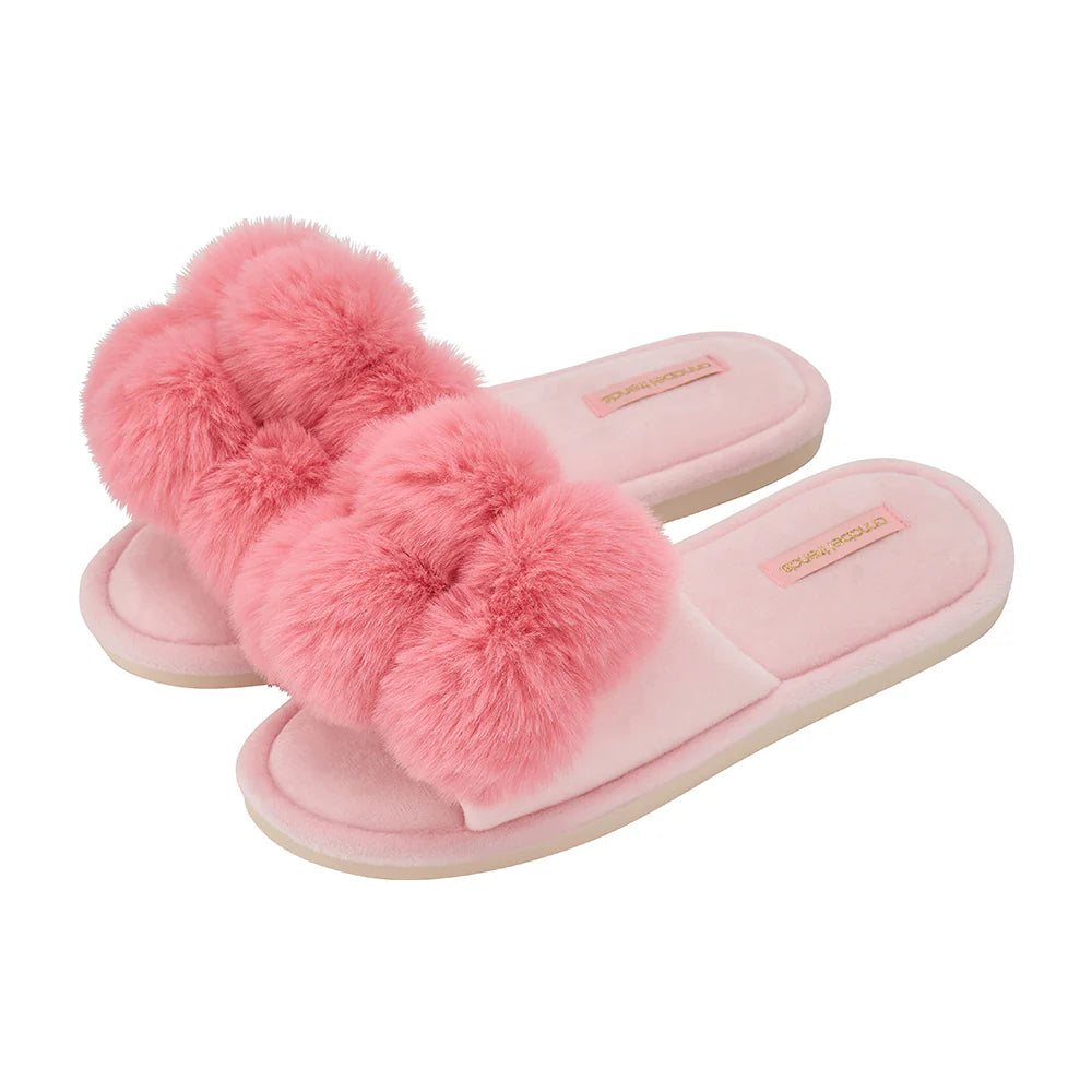 Pom Pom Slippers - Cosy Luxe - Pink