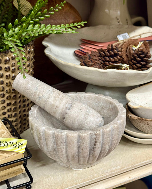 Mocha Marble Mortar & Pestle
