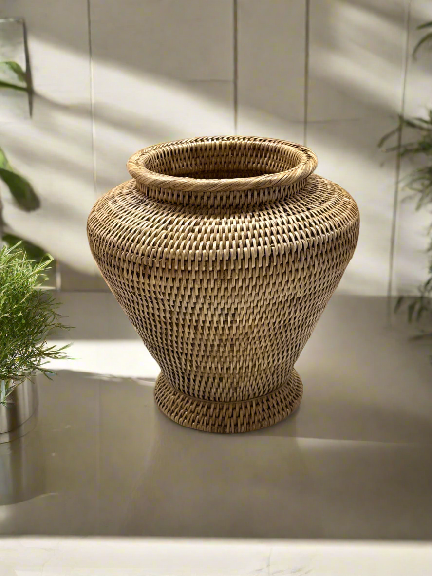 Natural Rattan Flower Urn | Small
