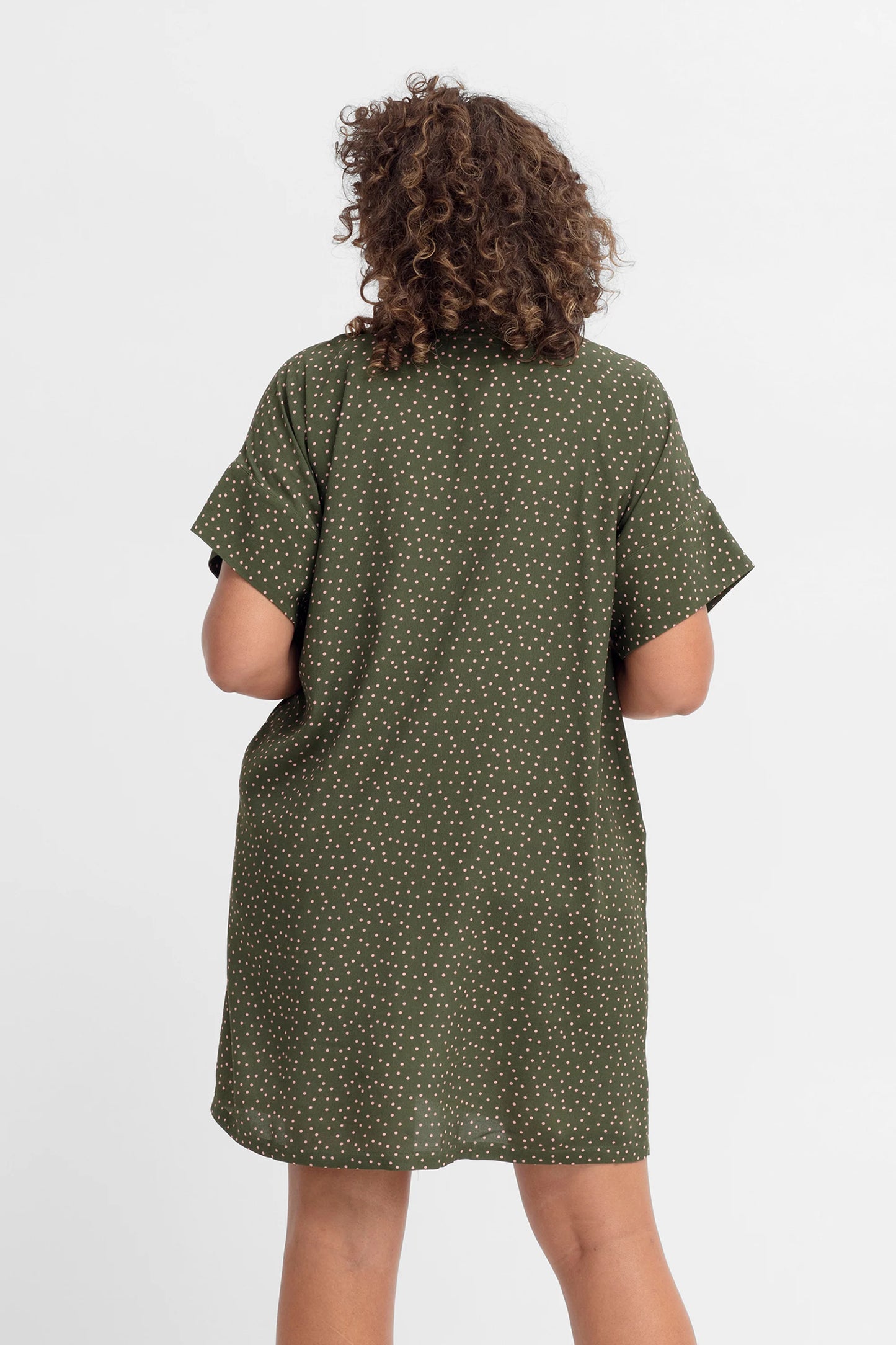 Elk Jorunn Dress- Olive/Pink Spot Mikro Print