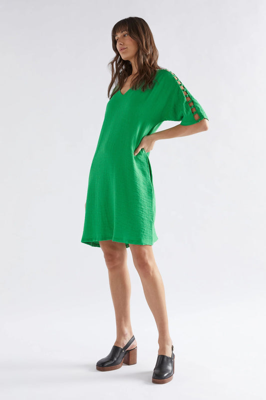 Elk Loopt Dress- Lawn Green