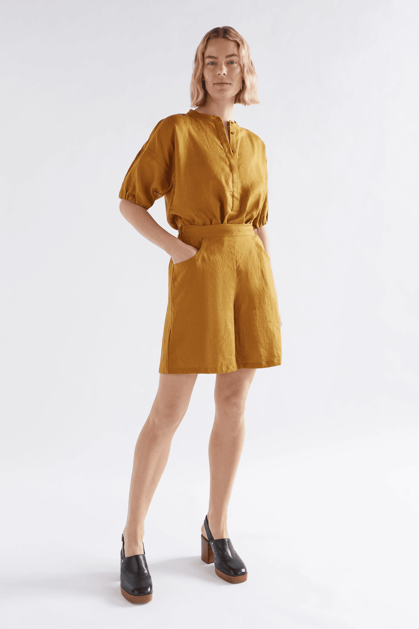 Elk Strom Linen Shirt- Honey Gold