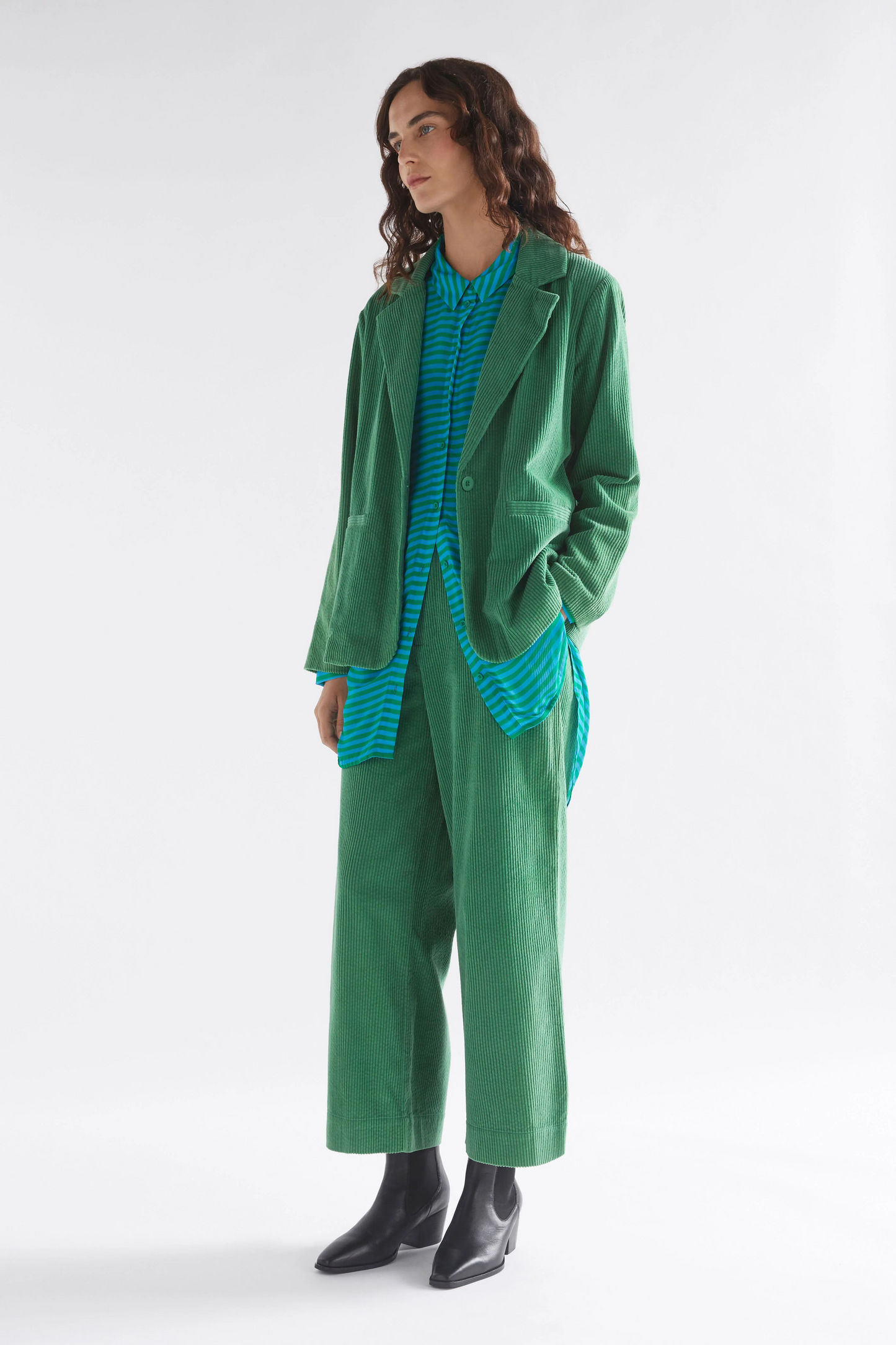 Elk Rhes Cord Blazer- Sea Green