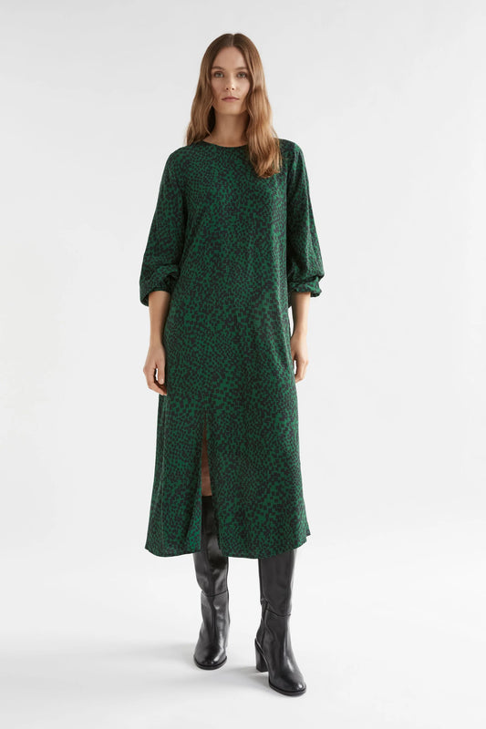 Elk Dega Dress | Green Sinda Print