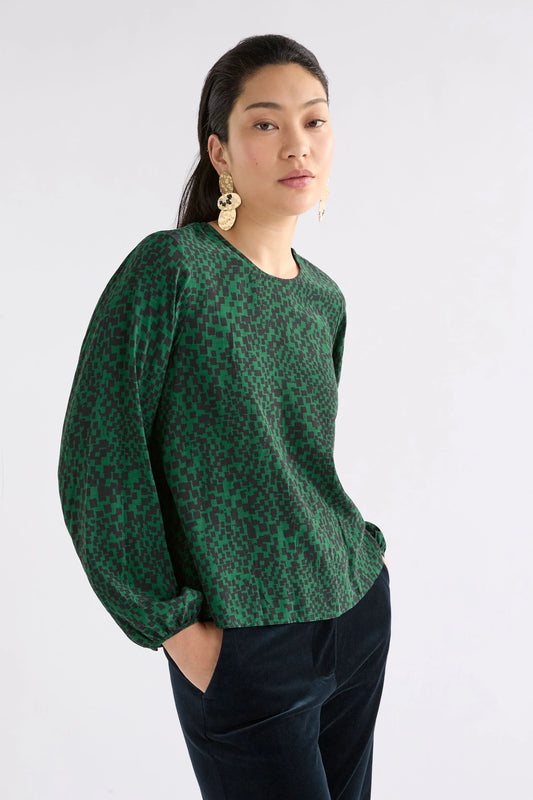 Elk Muraa Top | Green Sinda Print