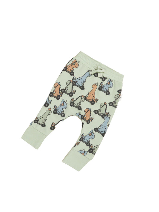 Huxbaby Dino Racer Drop Crutch Pant | Thyme