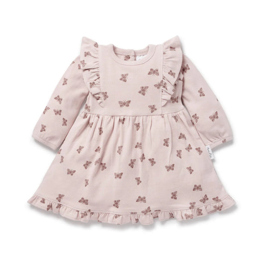 Aster & Oak Butterfly Rib Ruffle Dress