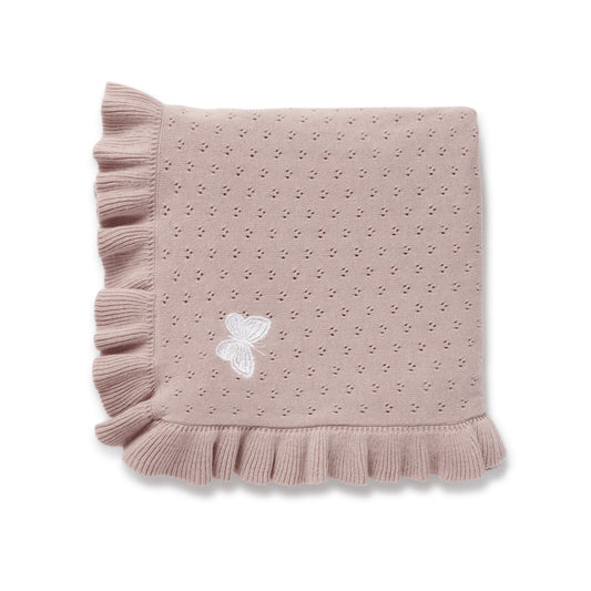 Aster & Oak Wild Rose Pointelle Knit Blanket