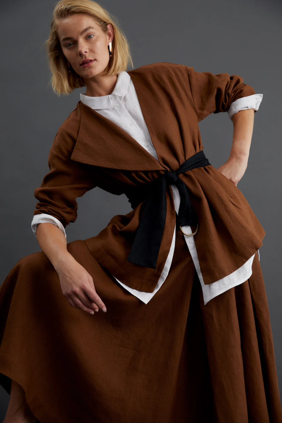 Elk Ativ Linen Jacket | Bronze Brown
