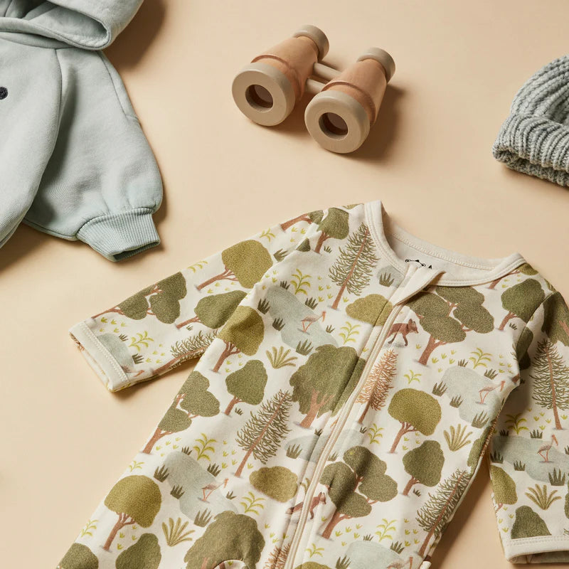 Wilson & Frenchy Little Trees Organic Zipsuit with Feet