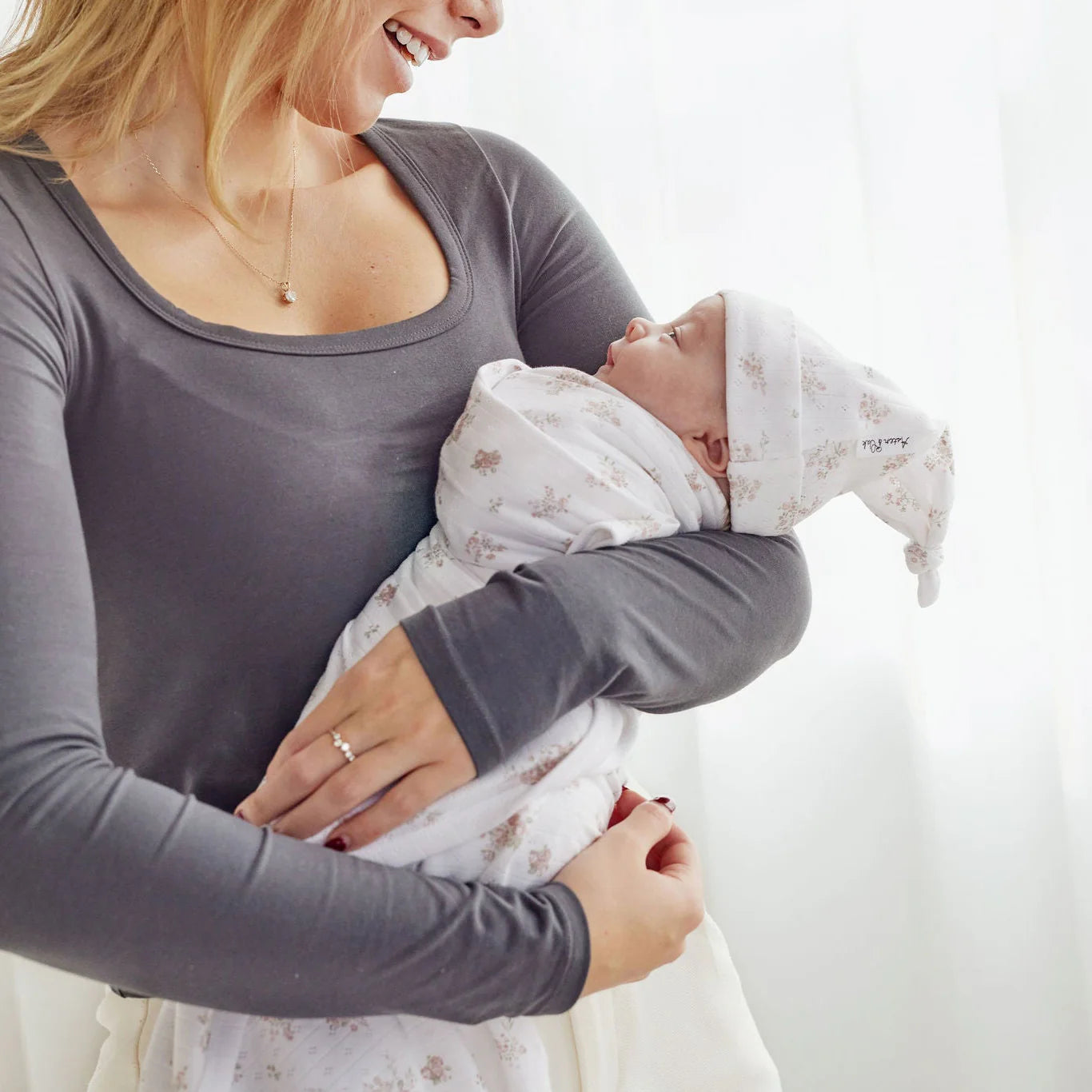 Aster & Oak Posie Floral Pointelle Baby Wrap