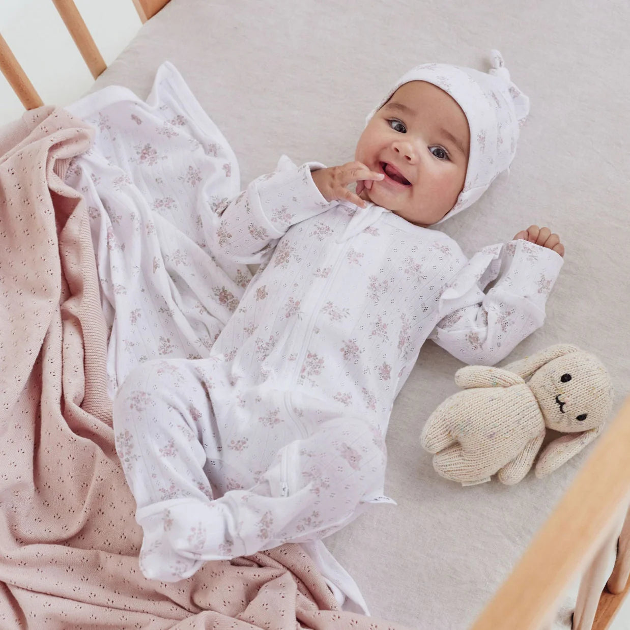 Aster & Oak Posie Floral Pointelle Baby Wrap