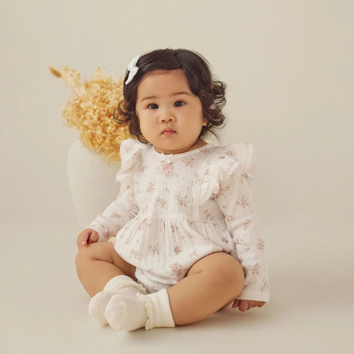 Aster & Oak Posie Floral Pointelle Bubble Romper