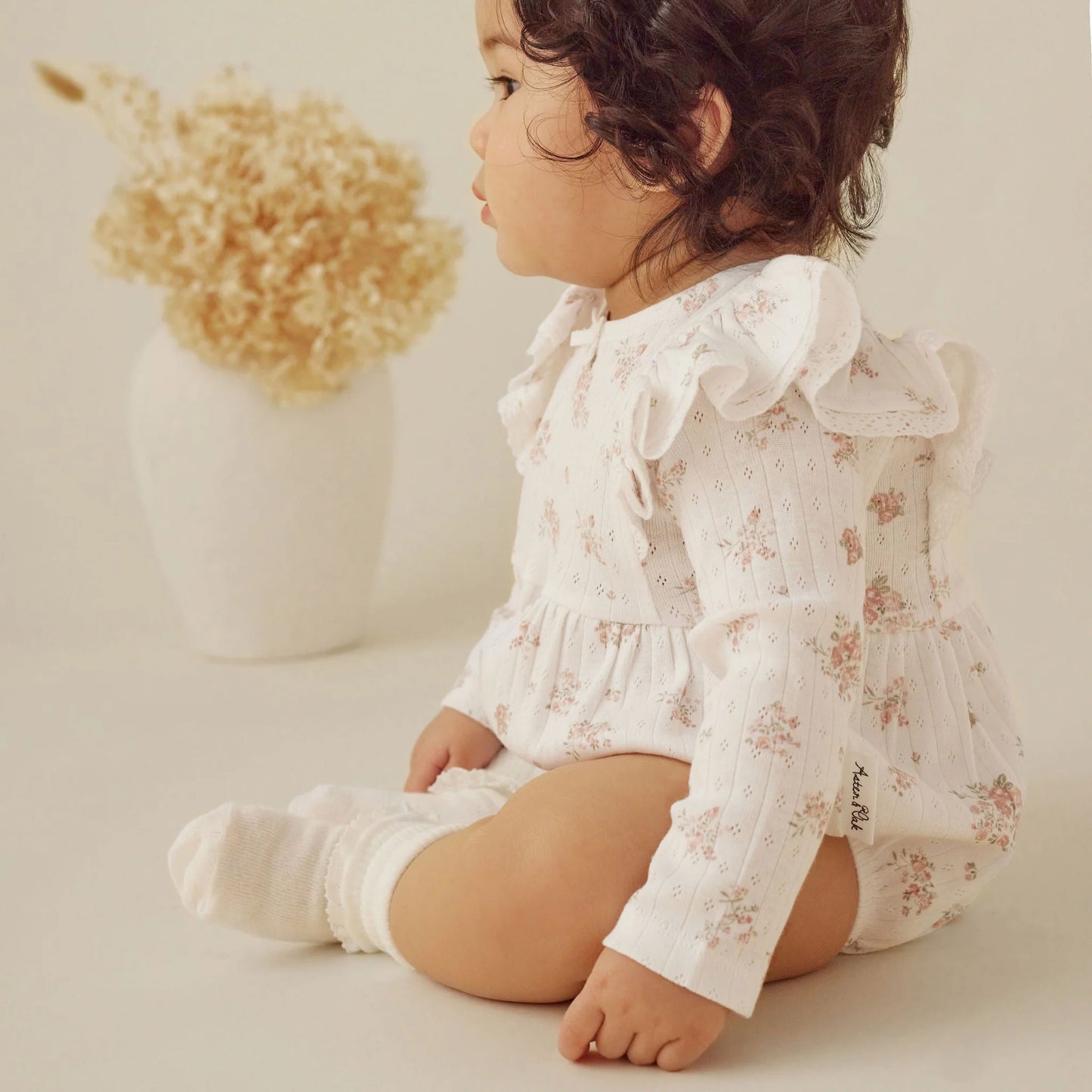 Aster & Oak Posie Floral Pointelle Bubble Romper