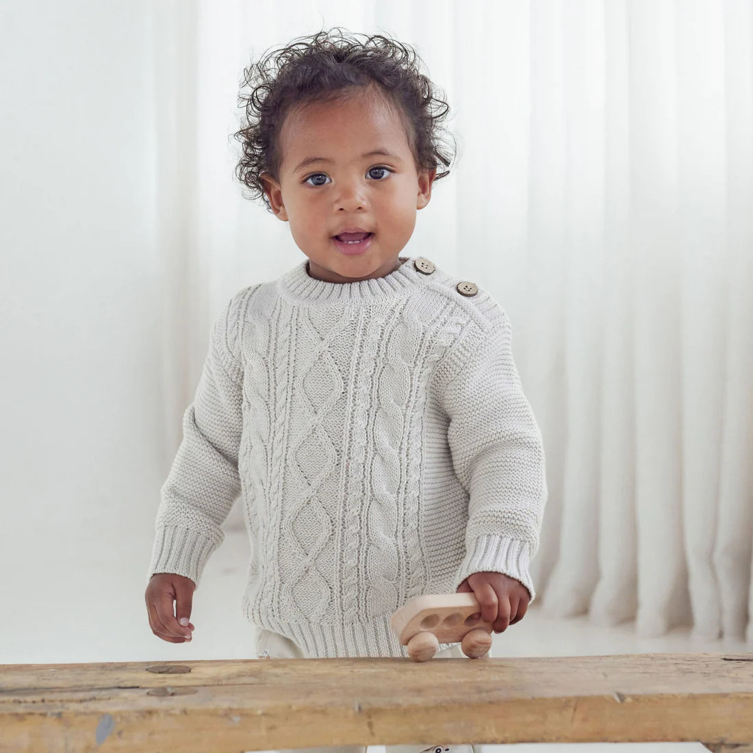 Aster & Oak Oat Cable Knit Jumper