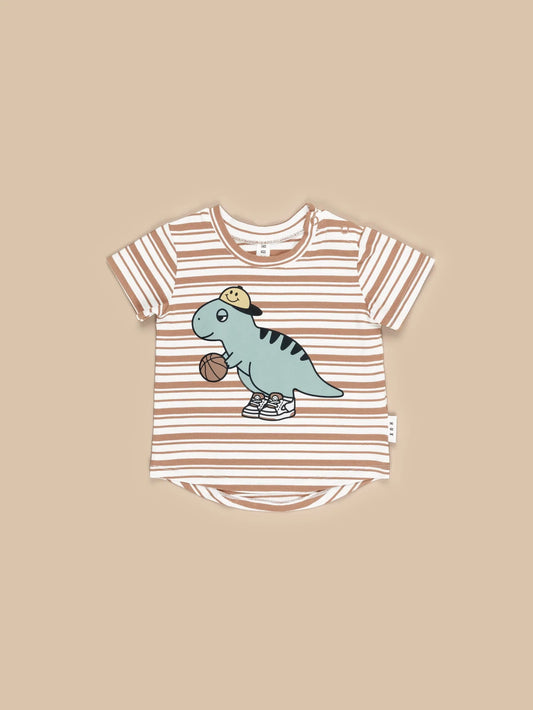 Huxbaby Clay Stripe B-Ball Dino T-Shirt