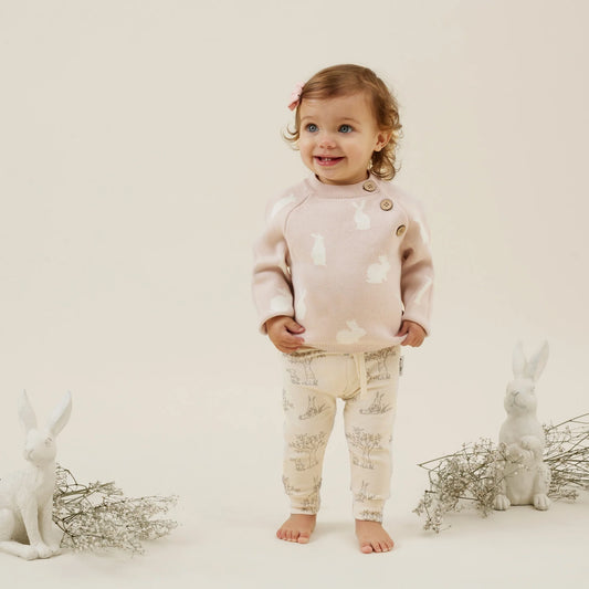 Aster & Oak Pink Bunny Knit Jumper