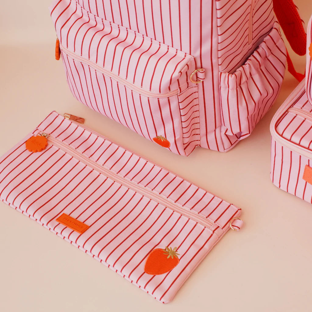 Fox & Fallow Strawberry Stripe Pencil Case