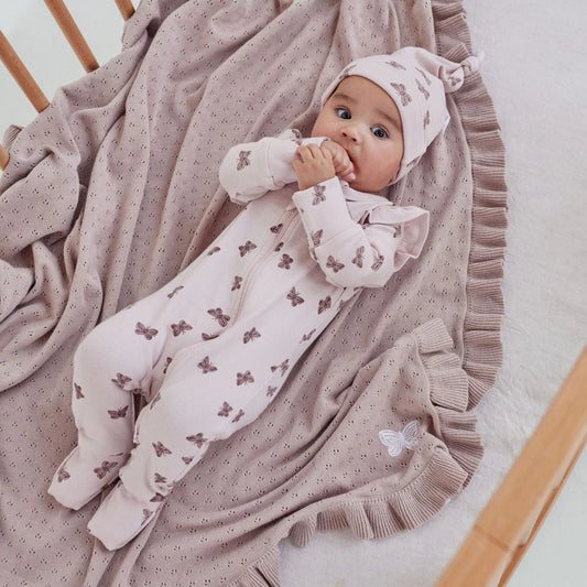 Aster & Oak Wild Rose Pointelle Knit Blanket