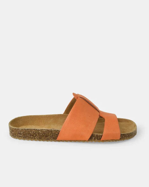 Bay Leather Slide - Orange